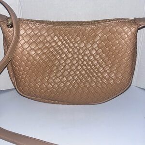 Bostanten tan vegan leather shoulder bag